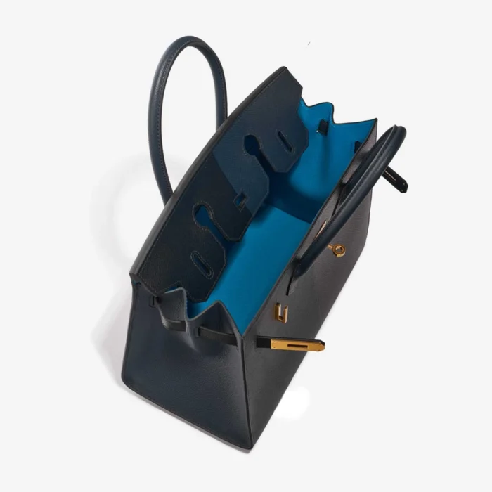 Mirror Quality Hermès Replicas Birkin 30 Epsom Black/Blue Indigo/Blue Frida GHW - DLF - Image 5