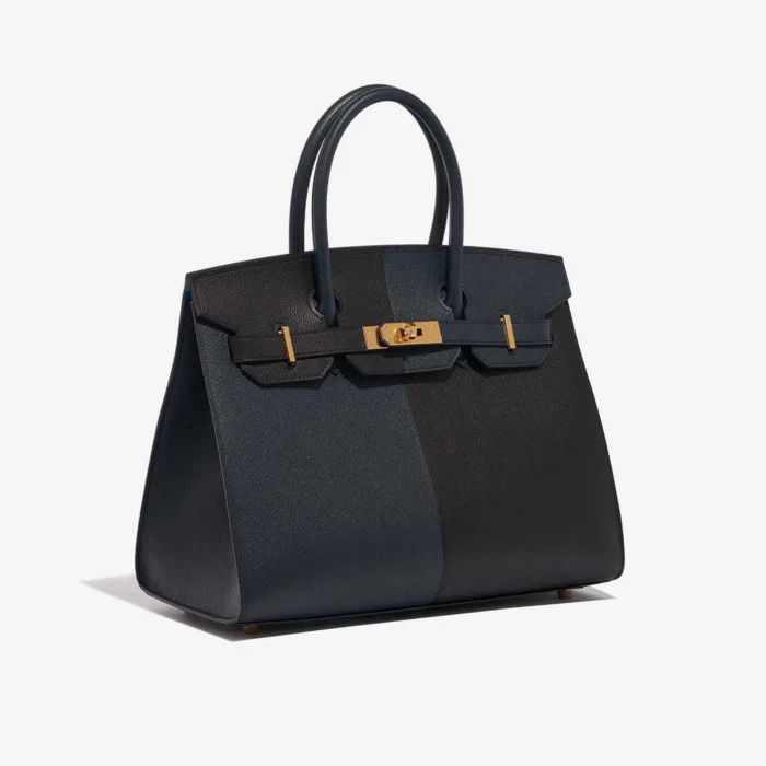 Mirror Quality Hermès Replicas Birkin 30 Epsom Black/Blue Indigo/Blue Frida GHW - DLF - Image 4