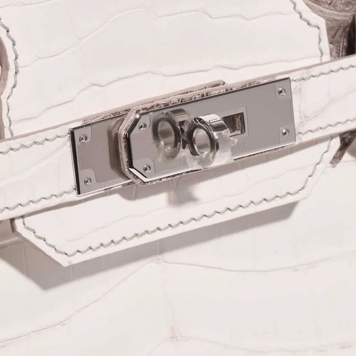 Mirror Quality Hermès Replicas Birkin 30 Matte Alligator Himalaya Blanc PHW - DLF - Image 7