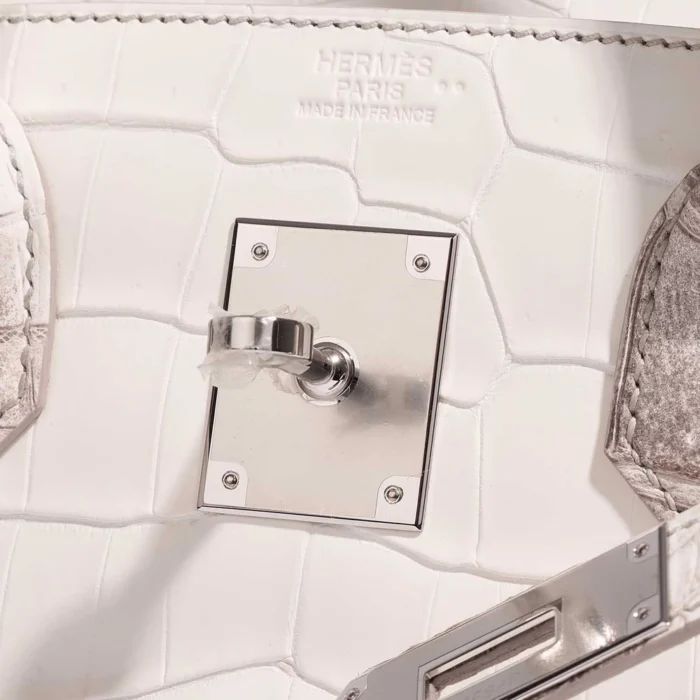 Mirror Quality Hermès Replicas Birkin 30 Matte Alligator Himalaya Blanc PHW - DLF - Image 6