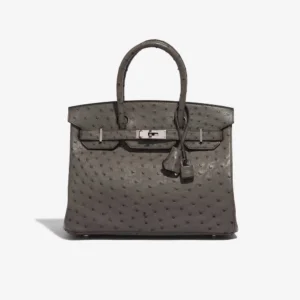 Mirror Quality Hermès Replica Birkin 30 Ostrich Graphite/Blue