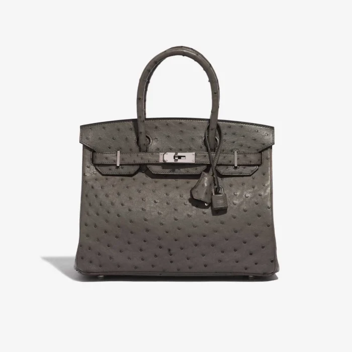 Mirror Quality Hermès Replica Birkin 30 Ostrich Graphite/Blue