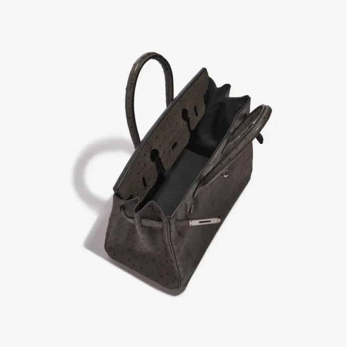 Mirror Quality Hermès Replicas Birkin 30 Ostrich Verso Edition Graphite/Blue Orage PHW - DLF - Image 5