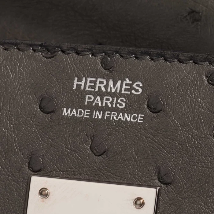 Mirror Quality Hermès Replicas Birkin 30 Ostrich Verso Edition Graphite/Blue Orage PHW - DLF - Image 6
