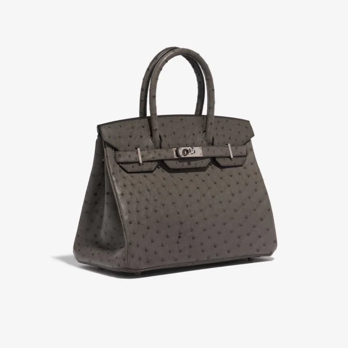Mirror Quality Hermès Replicas Birkin 30 Ostrich Verso Edition Graphite/Blue Orage PHW - DLF - Image 4