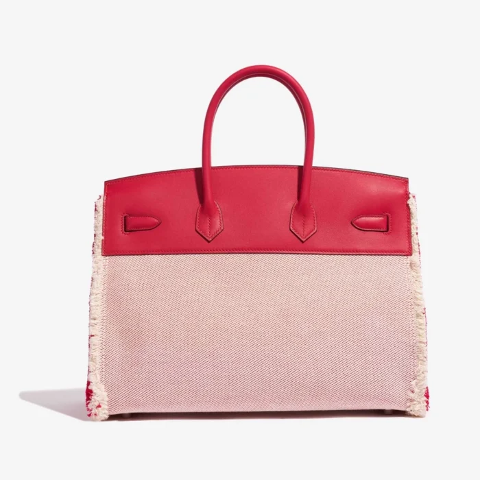 Mirror Quality Hermès Replicas Birkin 35 Fray Swift/Canvas Framboise PHW - DLF - Image 2