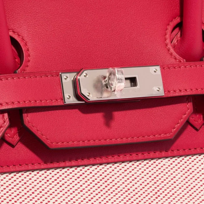 Mirror Quality Hermès Replicas Birkin 35 Fray Swift/Canvas Framboise PHW - DLF - Image 7