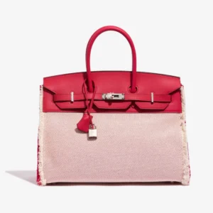 Mirror Quality Hermès Replicas Birkin 35 Swift/Canvas Framboise - DLF