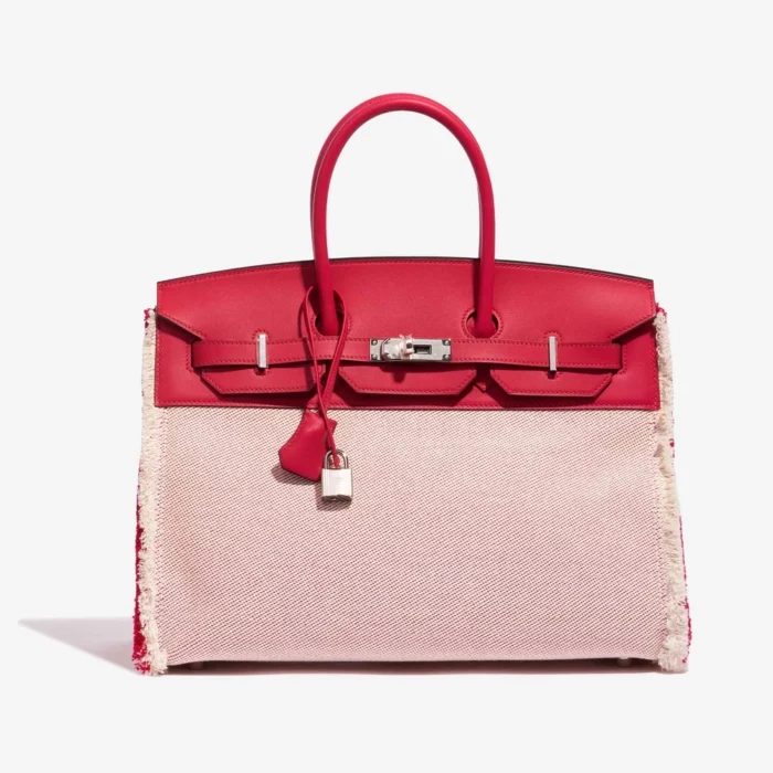 Mirror Quality Hermès Replicas Birkin 35 Swift/Canvas Framboise - DLF