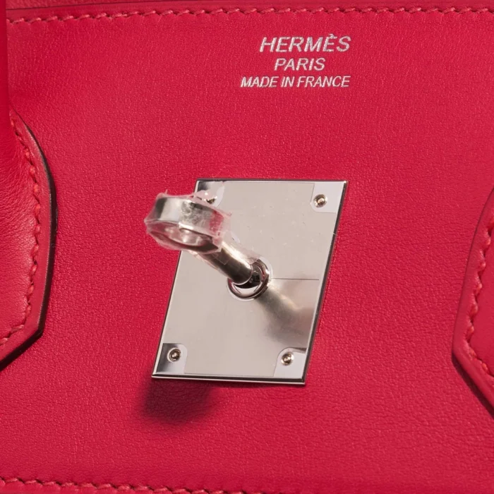 Mirror Quality Hermès Replicas Birkin 35 Fray Swift/Canvas Framboise PHW - DLF - Image 6