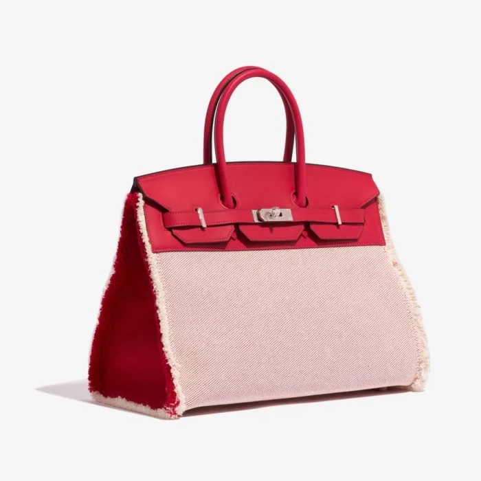 Mirror Quality Hermès Replicas Birkin 35 Fray Swift/Canvas Framboise PHW - DLF - Image 4