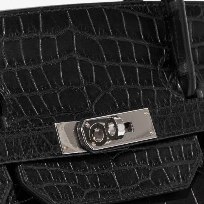 Mirror Quality Hermès Replicas Birkin 40 Matte Porosus Crocodile Black PHW - DLF - Image 7