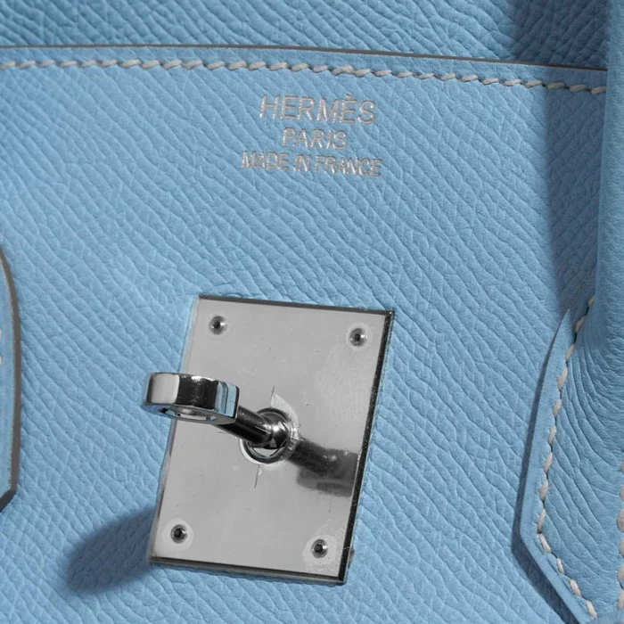 Mirror Quality Hermès Replicas Birkin Candy 35 Epsom Blue Celeste/Blue Mykonos GHW - DLF - Image 6