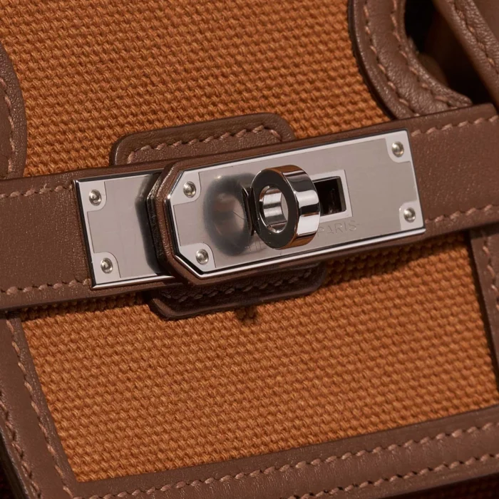 Mirror Quality Hermès Replicas Birkin Cargo 35 Swift/Toile Goeland Marron/Gold PHW - DLF - Image 7