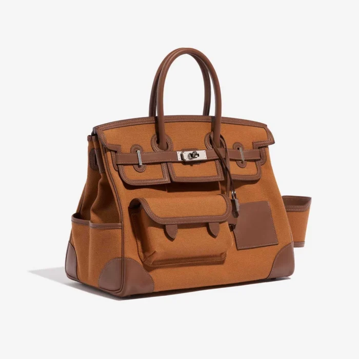 Mirror Quality Hermès Replicas Birkin Cargo 35 Swift/Toile Goeland Marron/Gold PHW - DLF - Image 4