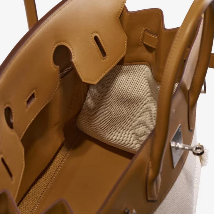 Mirror Quality Hermès Replicas Birkin Fray 35 Toile/Swift Sesame/Ecru PHW - DLF - Image 5