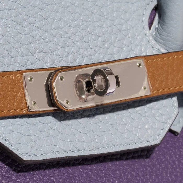 Mirror Quality Hermès Replicas Birkin Harlequin 35 Clemence Ultra Violet/Etain/Bleu Lin/Bleu Obscur/Etoupe/Gold PHW - DLF - Image 7