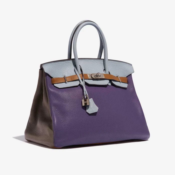 Mirror Quality Hermès Replicas Birkin Harlequin 35 Clemence Ultra Violet/Etain/Bleu Lin/Bleu Obscur/Etoupe/Gold PHW - DLF - Image 4