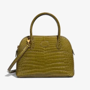 Mirror Quality Hermès Replicas Bolide 27 Porosus Crocodile Vert Anis GHW - DLF