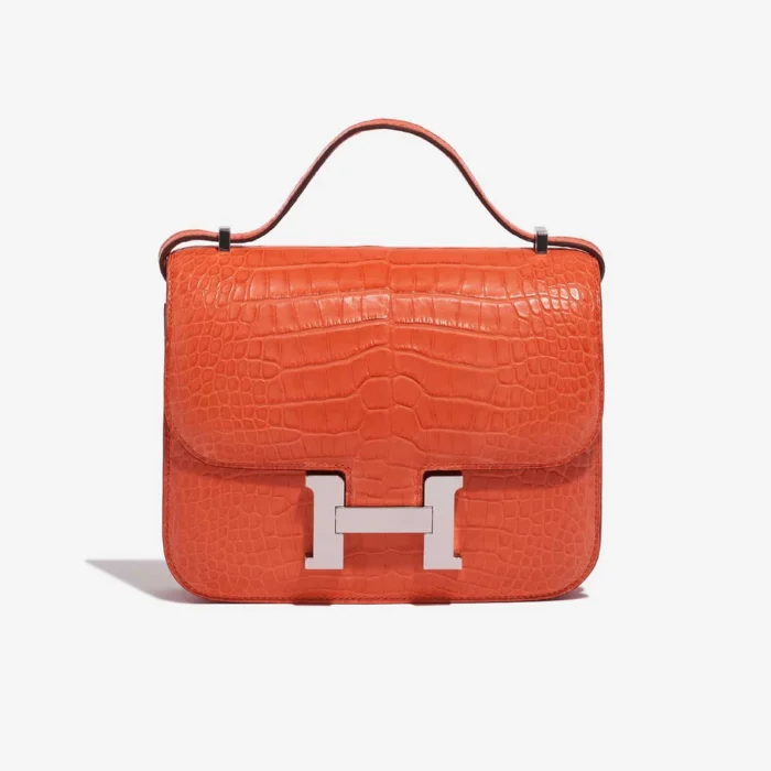 Mirror Quality Hermès Replica Constance 18 Matte Alligator Orange
