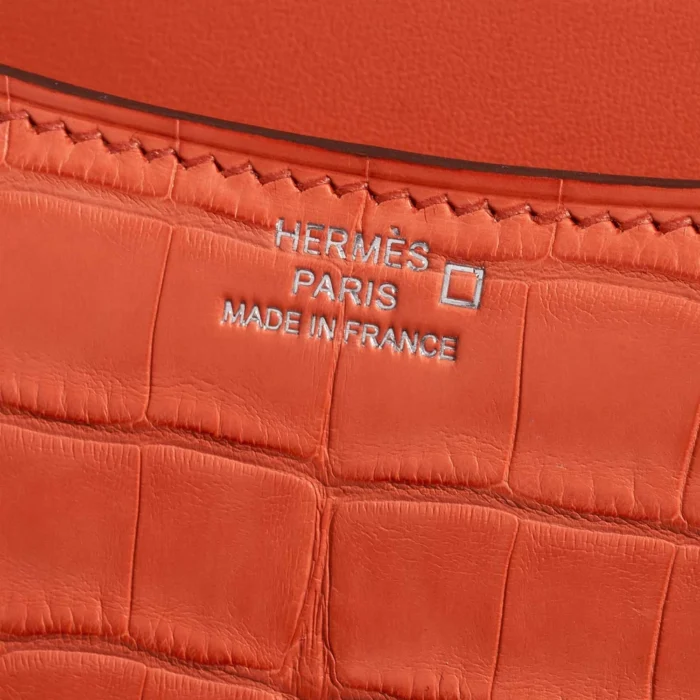 Mirror Quality Hermès Replicas Constance 18 Matte Alligator Orange Poppy PHW - DLF - Image 5