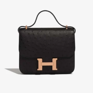 Mirror Quality Hermès Replicas Constance 18 Ostrich Black GHW