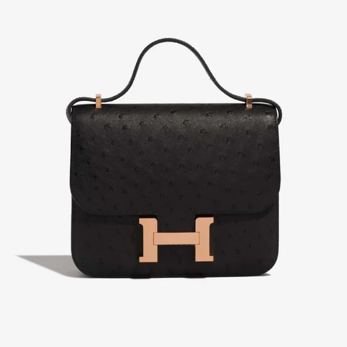 Mirror Quality Hermès Replicas Constance 18 Ostrich Black GHW