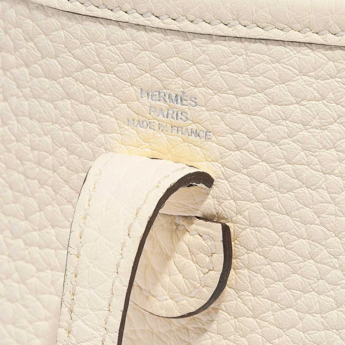 Mirror Quality Hermès Replicas Evelyne 16 Taurillon Clemence Nata/White PHW - DLF - Image 6