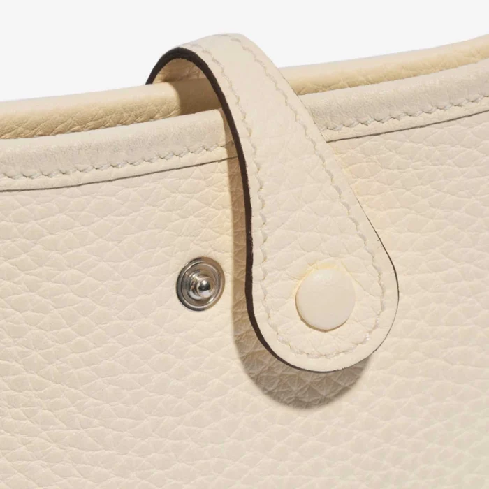 Mirror Quality Hermès Replicas Evelyne 16 Taurillon Clemence Nata/White PHW - DLF - Image 7