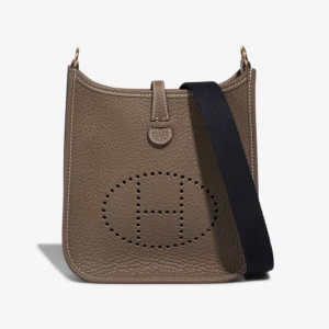Mirror Quality Hermès Replicas Evelyne 16 Taurillon Clemence Etoupe/Bleu Indigo GHW - DLF
