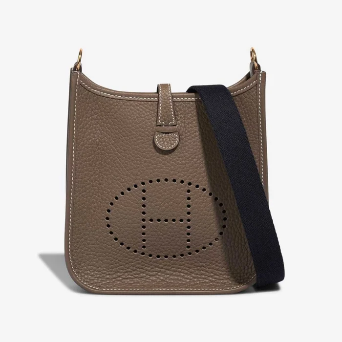 Mirror Quality Hermès Replicas Evelyne 16 Taurillon Clemence Etoupe/Bleu Indigo GHW - DLF