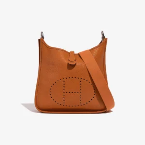 Mirror Quality Hermès Replicas Evelyne 29 Clemence Orange PHW