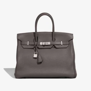 Mirror Quality Hermès Replicas HSS Birkin 35 Taurillon Clemence etain/Bleu Brighton PHW - DLF