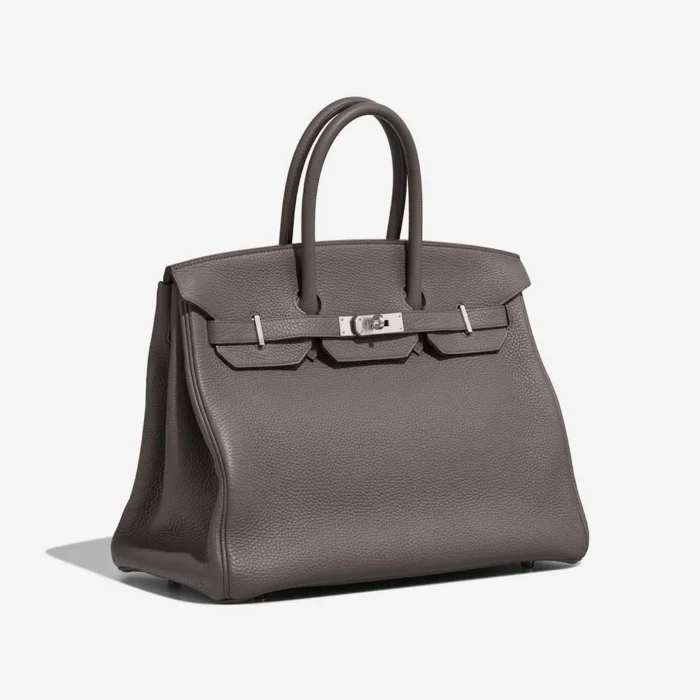 Mirror Quality Hermès Replicas HSS Birkin 35 Taurillon Clemence etain/Bleu Brighton PHW - DLF - Image 4