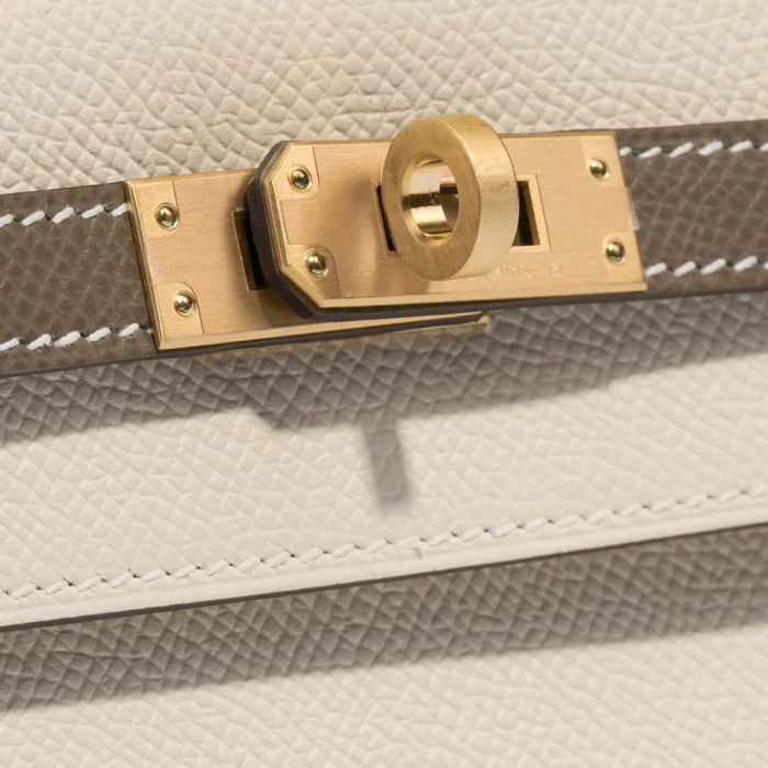 Mirror Quality Hermès Replicas HSS Kelly 25 Epsom Craie/Etoupe GHW - DLF - Image 7