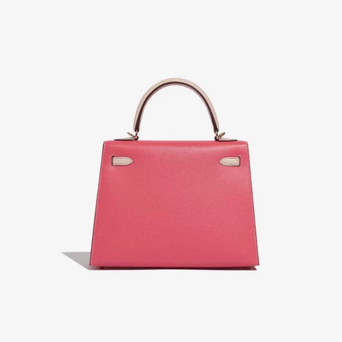 Mirror Quality Hermès Replicas HSS Kelly 25 Epsom Rose Azalee/Craie GHW - DLF - Image 2