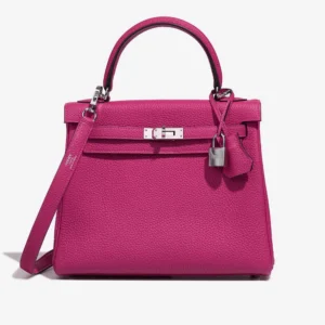 Mirror Quality Hermès Replicas HSS Kelly 25 Togo Rose Pourpre/Black PHW - DLF