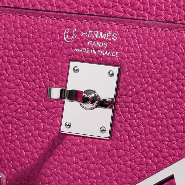 Mirror Quality Hermès Replicas HSS Kelly 25 Togo Rose Pourpre/Black PHW - DLF - Image 6