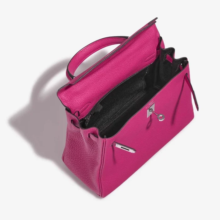 Mirror Quality Hermès Replicas HSS Kelly 25 Togo Rose Pourpre/Black PHW - DLF - Image 5