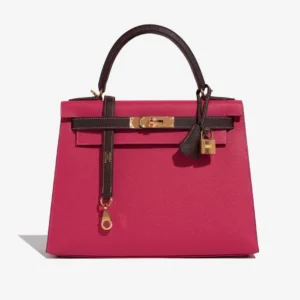 Mirror Quality Hermès Replicas HSS Kelly 28 Epsom Rose Tyrien/Chocolate GHW - DLF