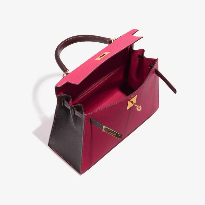 Mirror Quality Hermès Replicas HSS Kelly 28 Epsom Rose Tyrien/Chocolate GHW - DLF - Image 5