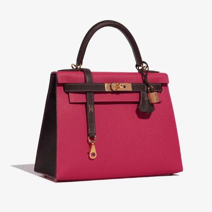 Mirror Quality Hermès Replicas HSS Kelly 28 Epsom Rose Tyrien/Chocolate GHW - DLF - Image 4