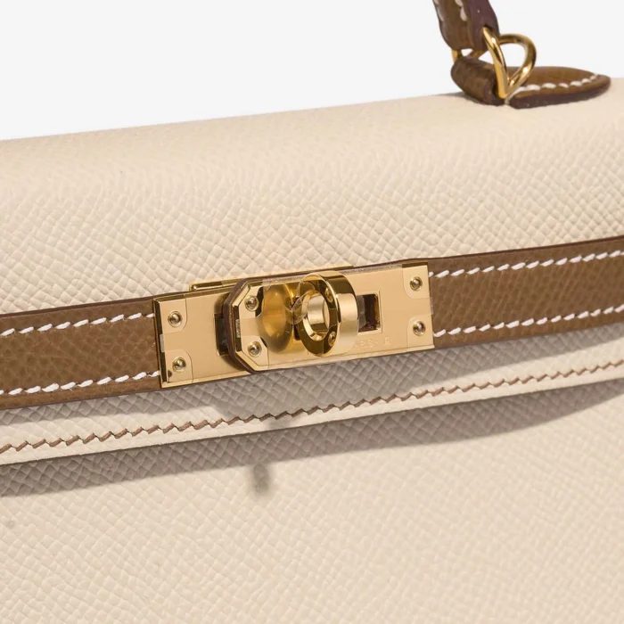 Mirror Quality Hermès Replicas HSS Mini Kelly Epsom Craie/Gold GHW - DLF - Image 7