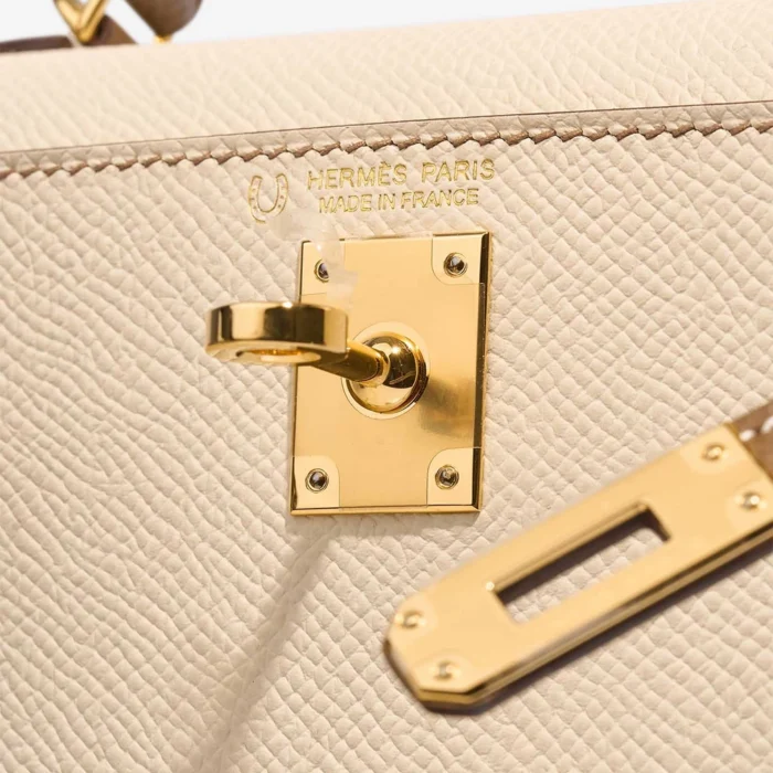 Mirror Quality Hermès Replicas HSS Mini Kelly Epsom Craie/Gold GHW - DLF - Image 6