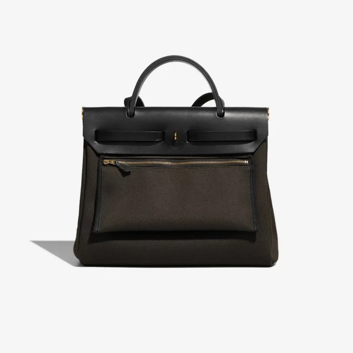 Mirror Quality Hermès Replicas Herbag 31 Toile/Vache Hunter Ebene/Black GHW - DLF - Image 3