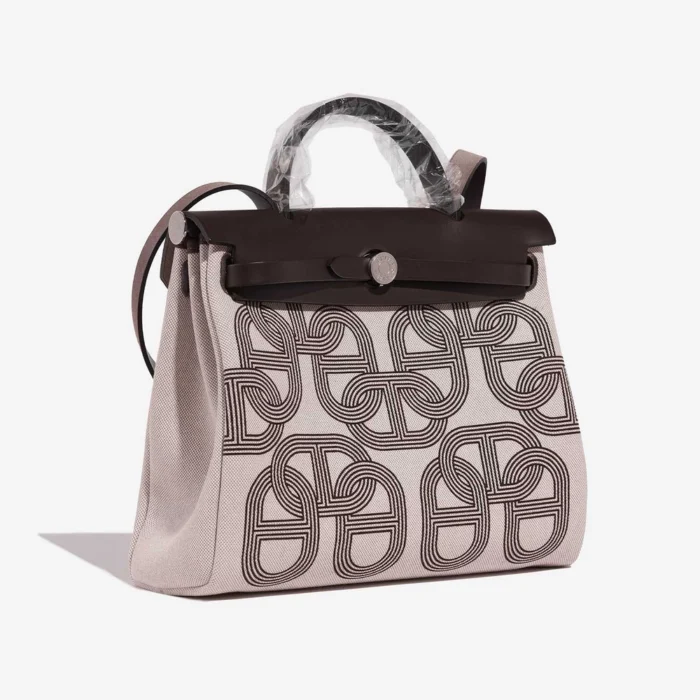 Mirror Quality Hermès Replicas Herbag 31 Toile/Vache Hunter Ebene/Ecru/Beige PHW - DLF - Image 5