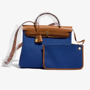 Mirror Quality Hermès Herbag 31 Vache/Toile Fauve/Bleu GHW - DLF