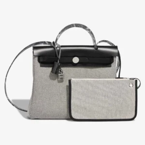 Mirror Quality Hermès Replicas Herbag 31 Vache Hunter/Toile Quadrille Black/Ecru PHW - DLF