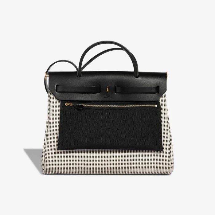 Mirror Quality Hermès Replicas Herbag 31 Vache Hunter/Toile Quadrille Ecru/White/Black GHW - DLF - Image 2