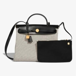 Mirror Quality Hermès Replicas Herbag 31 Vache Hunter/Toile Quadrille Ecru/White/Black GHW - DLF